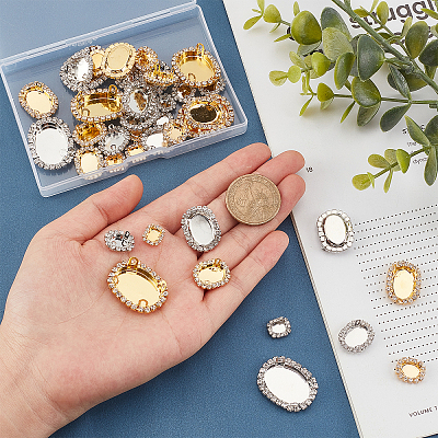 40Pcs 10 Styles Brass Cabochon Connector Setting RB-PH0001-19-1