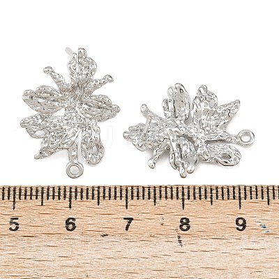 Flower Brass Stud Earring Findings KK-F921-04P-1