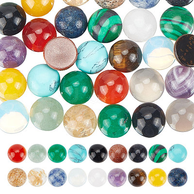 36Pcs 18 Styles Mixed Gemstone Cabochons G-HY0001-55-1