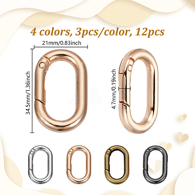 12Pcs 4 Colors Alloy Spring Gate Rings FIND-NB0006-21-1