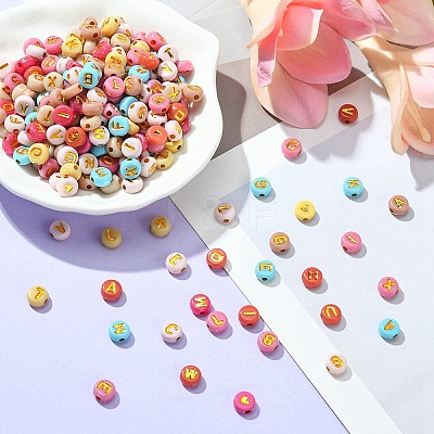 300pcs 2 Styles Opaque Mixed Color Acrylic Beads MACR-YW0002-58A-1