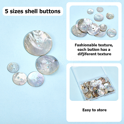100Pcs 5 Styles Natural Shell Buttons BUTT-CY0001-29-1