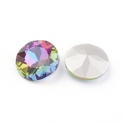 Pointed Back & Back Plated Glass Rhinestone Cabochons RGLA-J012-8mm-001VO-1