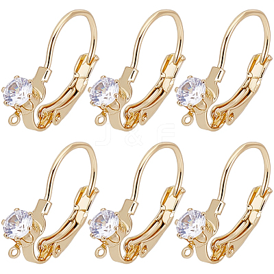 20Pcs Brass Micro Pave Clear Cubic Zirconia Leverback Earring Findings KK-BBC0029-05-1