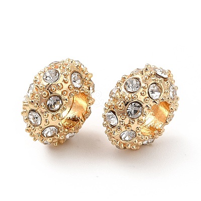 Rack Plating Alloy Rhinestone European Beads X-PALLOY-P289-34G-1