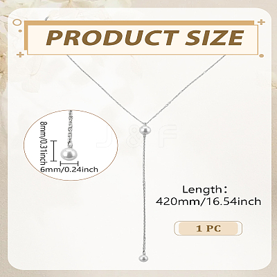 1Pc Stainless Steel Cable Chains Lariat Necklace NJEW-LP0004-29S-1