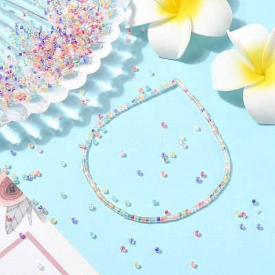 120G 10 Colors Transparent Colours Rainbow Plated Round Hole Glass Bugle Beads SEED-CJ0001-27-1