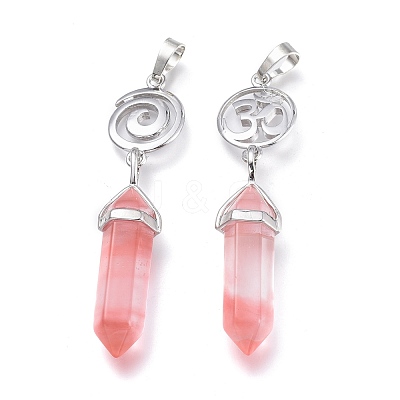 Cherry Quartz Glass Pointed Big Pendants G-D0021-01P-20-1