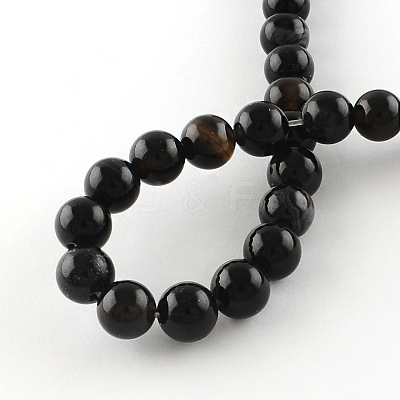 Natural Black Onyx Round Bead Strands X-G-R198-12mm-1