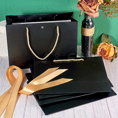 6Sets Rectangle Paper Gift Storage Bags with Handle CARB-TA0001-04B-1
