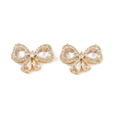 Brass Micro Pave Cubic Zirconia Beads KK-H078-31G-1