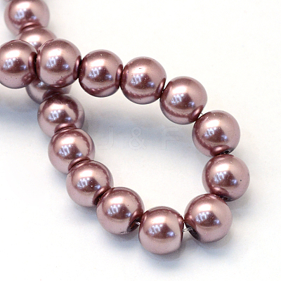 Baking Paint Pearlized Glass Pearl Round Bead Strands HY-Q003-10mm-58-1
