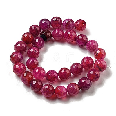 Faceted Natural Dragon Veins Agate Beads Strands G-F447-12mm-P01-1