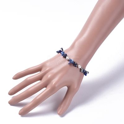 Natural Gemstone Chip Beaded Bracelets BJEW-JB04933-1