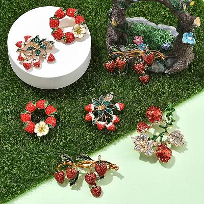 1Pc Alloy Fruit Brooches JEWB-YW0001-07-1