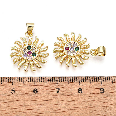 Brass Micro Pave Cubic Zirconia Pendants KK-D357-26G-1
