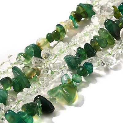 Natural Quartz Crystal/Rock Crystal & Chrysoprase Beads Strands G-L610-B22-01-1