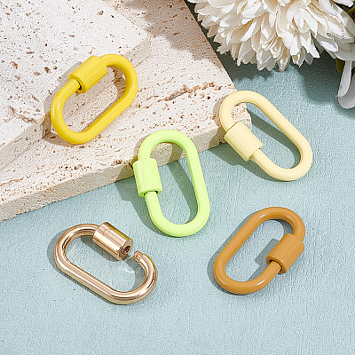 5Pcs 5 Styles Baking Paint Alloy Screw Locking Carabiners FIND-DR0002-38-1