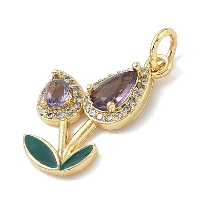 Brass Micro Pave Cubic Zirconia Pendants KK-K368-61G-1