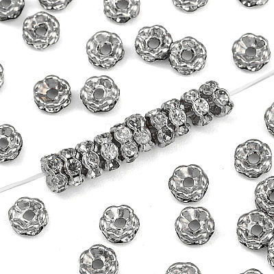 Flower Brass Crystal Rhinestone Bead Spacers RB-D302-P-1