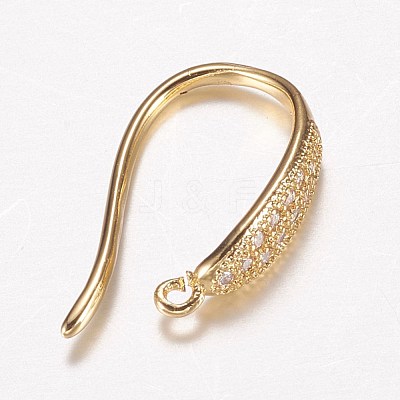 Brass Micro Pave Cubic Zirconia Earring Hooks ZIRC-A008-09G-1
