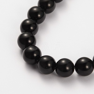 Natural Gemstone Obsidian Round Beads Strands G-O030-14mm-08-1