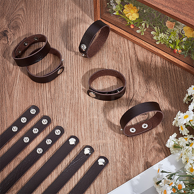 18Pcs PU Leather Snap Bracelets for Women Men BJEW-CY0001-13C-1