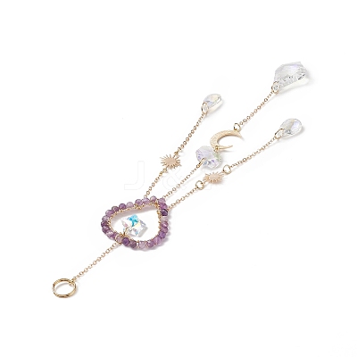 Glass Teardrop & Star Window Hanging Suncatchers HJEW-JM00905-03-1