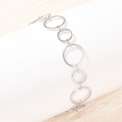 304 Stainless Steel Link Chain Bracelets for Women BJEW-P373-03A-P-1