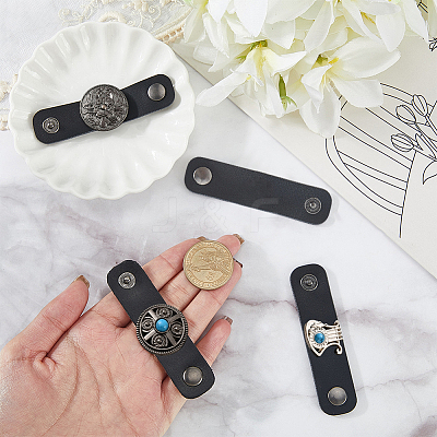 4Pcs 4 Styles PU Leather with Alloy Scarf Clips FIND-CL0002-27-1