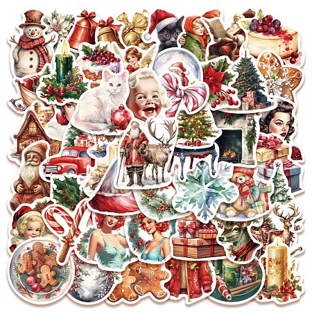 50Pcs/set Christmas PVC Self-Adhesive Stickers PW-WGE1BF0-01-1