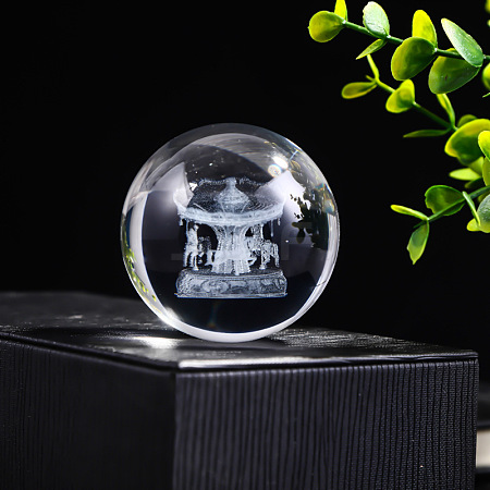 Inner Carving Glass Crystal Ball Diaplay Decoration PW-WGF6175-07-1