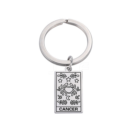 Non-Tarnish Rectangle with Constellation Stainless Steel Keychains PW-WG419B0-17-1