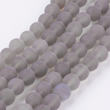 Natural Grey Agate Bead Strands G-H055-8mm-1