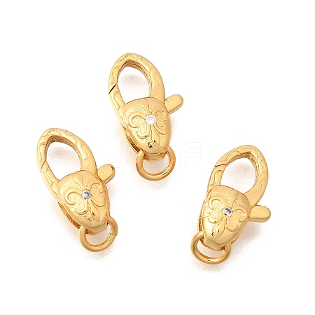 Brass Micro Pave Clear Cubic Zirconia Lobster Claw Clasps KK-G600-25G-01-1