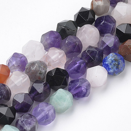 Natural & Synthetic Mixed Stone Beads Strands G-S149-42-6mm-1