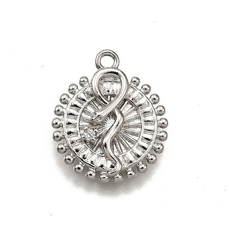 Brass Micro Pave Clear Cubic Zirconia Pendants KK-G530-01A-P-1