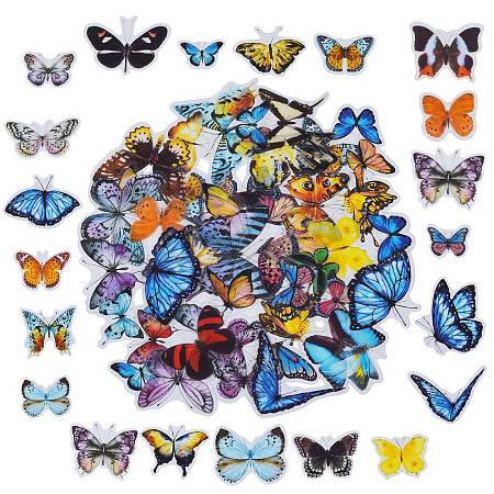 4 Bags 4 Styles Butterfly Pattern Waterproof Plastic Scrapbooking Stickers DIY-SZ0001-90-1