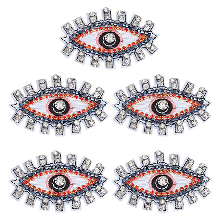 5Pcs Evil Eye Cloth Embroidered Appliques FIND-FG0003-07A-1