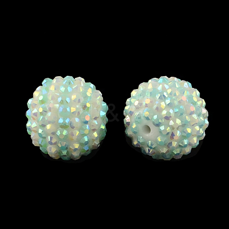 AB-Color Resin Rhinestone Round Beads X-RESI-S313-20x22-03-1