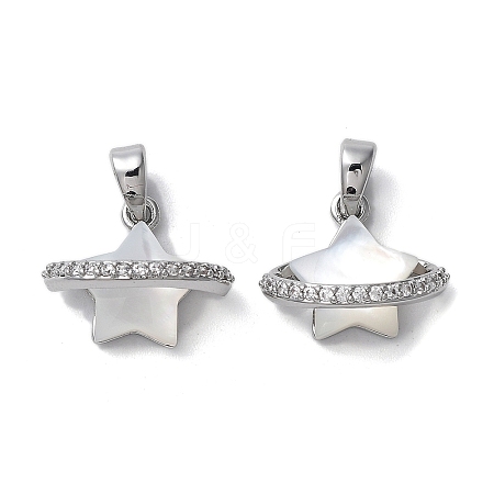 Brass Micro Pave Clear Cubic Zirconia Pendants KK-B102-29P-1