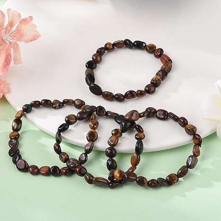 Natural Tiger Eye Bead Stretch Bracelets BJEW-K213-04-1