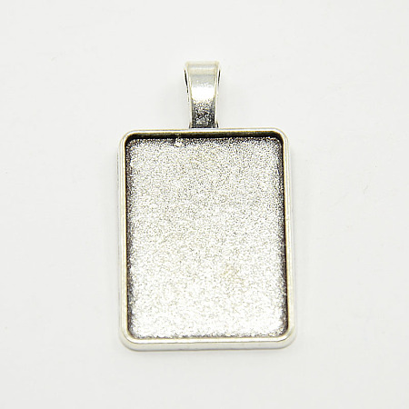 Tibetan Style Alloy Rectangle Pendant Cabochon Settings X-TIBEP-M021-A-05AS-RS-1