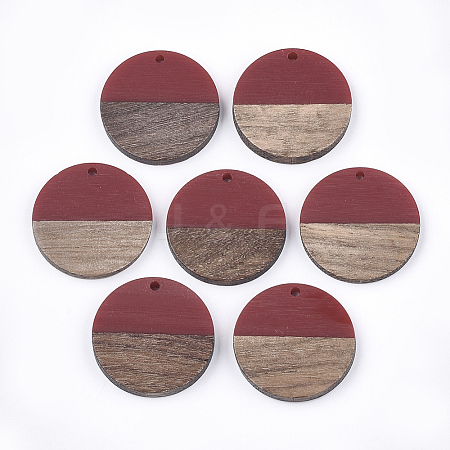 Resin & Walnut Wood Pendants X-RESI-S358-02B-12-1