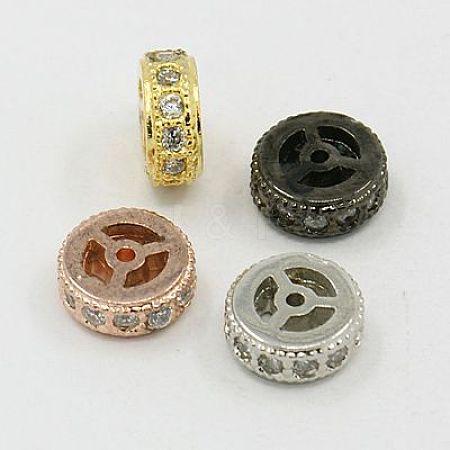 Brass Cubic Zirconia Beads ZIRC-F001-111-1