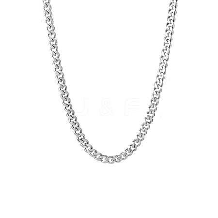 201 Stainless Steel Curb Chain Necklaces for Men NJEW-Q336-08E-P-1