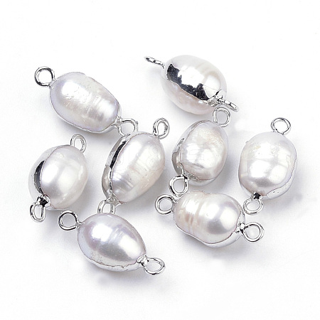 Plated Natural Baroque Pearl Keshi Pearl Links connectors PEAR-S012-07-1
