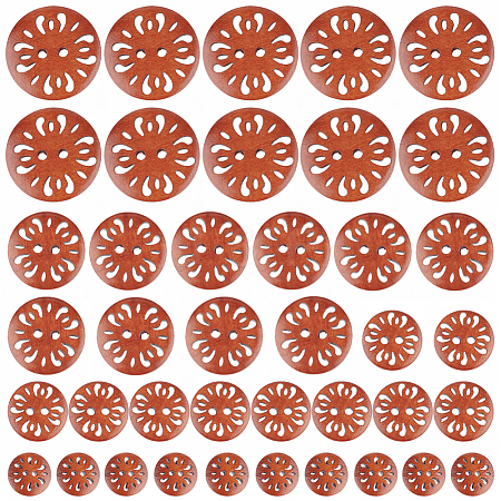 40Pcs 4 Style Flat Round 2-hole Basic Sewing Button FIND-GF0004-85B-1