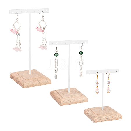 3Pcs 3 Sizes Iron T Bar Earring Display Stands EDIS-WH0012-36B-1