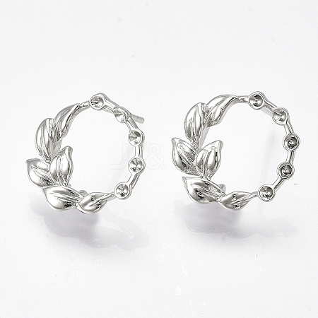 Brass Stud Earring Rhinestone Settings LS-KK-S350-413P-1